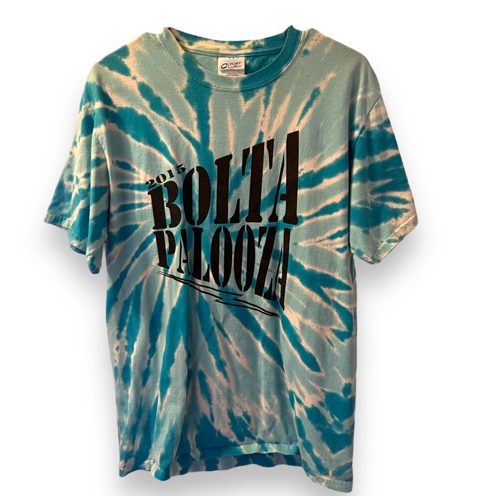 2015 Bolta Palooza Blue and White Tie Dye T-Shirt Medium